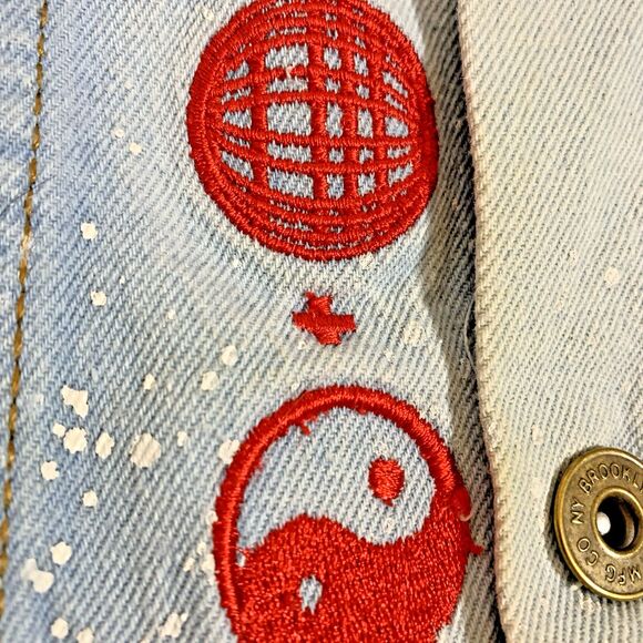 Brooklyn Cloth Graphic Denim Jacket Stay Wavy Womens L Streetwear - Picture 6 of 12